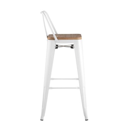 Tolix WOOD со спинкой белый глянцевый, металл, дерево