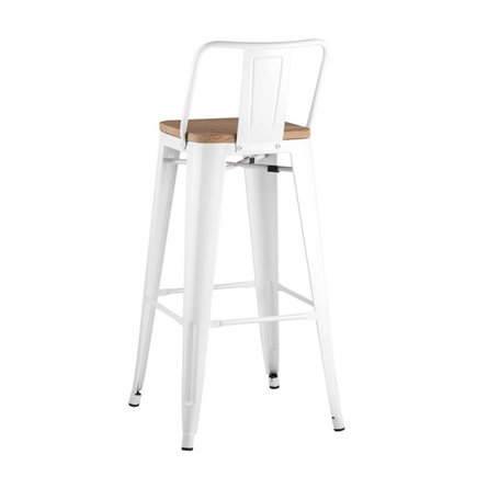 Tolix WOOD со спинкой белый глянцевый, металл, дерево