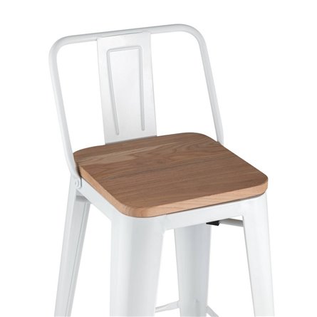 Tolix WOOD со спинкой белый глянцевый, металл, дерево