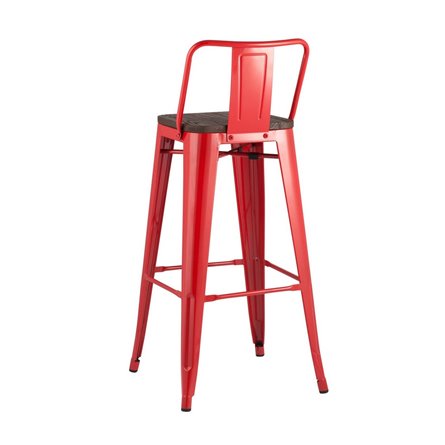 Tolix WOOD со спинкой красный глянцевый, металл, дерево