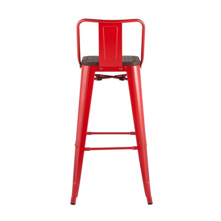 Tolix WOOD со спинкой красный глянцевый, металл, дерево