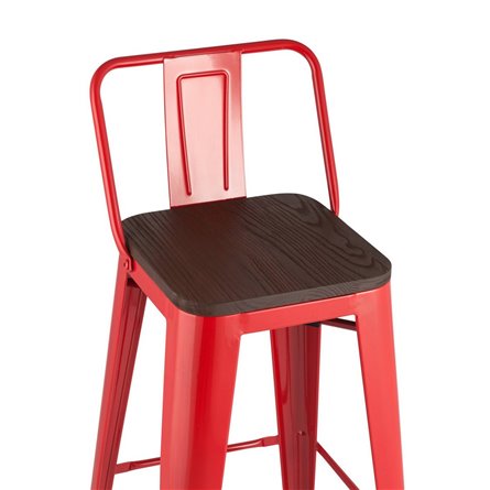Tolix WOOD со спинкой красный глянцевый, металл, дерево