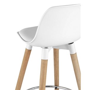 Мартин белый сиденье пластик, экокожа, деревянные ножки, хром