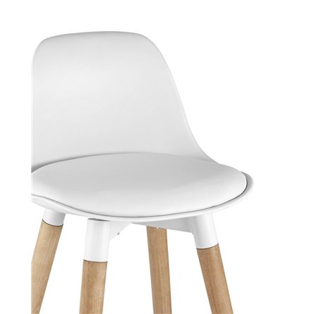 Мартин белый сиденье пластик, экокожа, деревянные ножки, хром