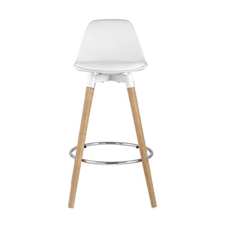 Мартин белый сиденье пластик, экокожа, деревянные ножки, хром