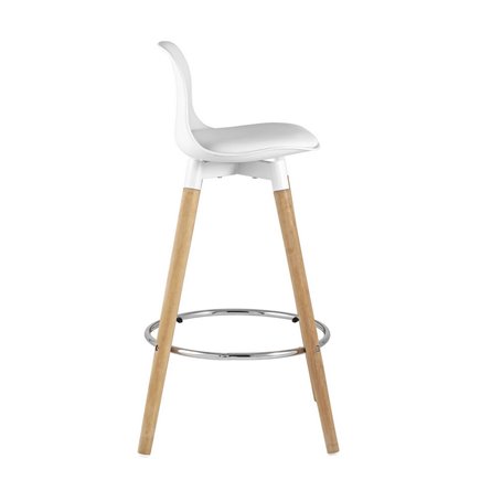 Мартин белый сиденье пластик, экокожа, деревянные ножки, хром