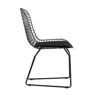 обеденный Bertoia металлический черный с черной подушкой из экокожи