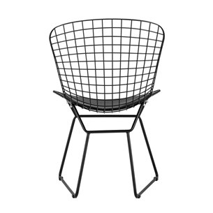 обеденный Bertoia металлический черный с черной подушкой из экокожи