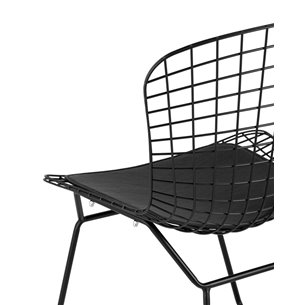 обеденный Bertoia металлический черный с черной подушкой из экокожи