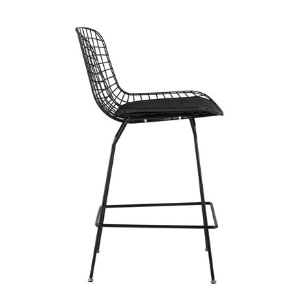 С низкой спинкой Bertoia черный металл с черной подушкой из экокожи