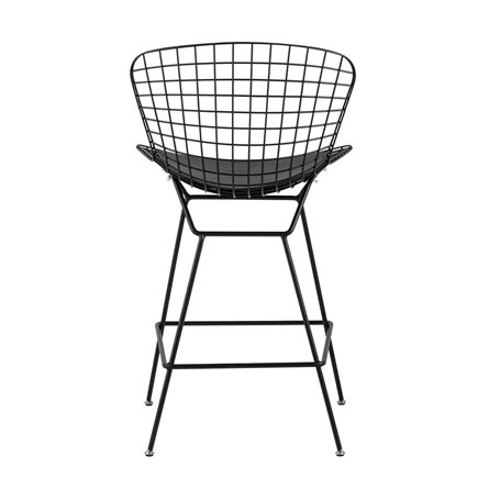 С низкой спинкой Bertoia черный металл с черной подушкой из экокожи