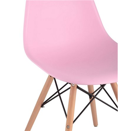 Eames DSW розовый, литой полипропилен, стальной каркас, массив бука