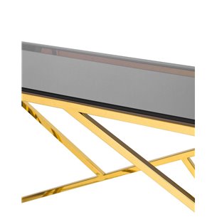 Арт Деко 115*30, стальной каркас золотого цвета, столешница стеклянная