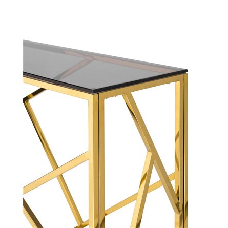 Арт Деко 115*30, стальной каркас золотого цвета, столешница стеклянная