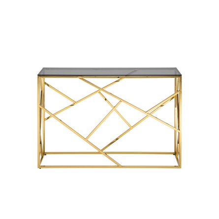 Арт Деко 115*30, стальной каркас золотого цвета, столешница стеклянная