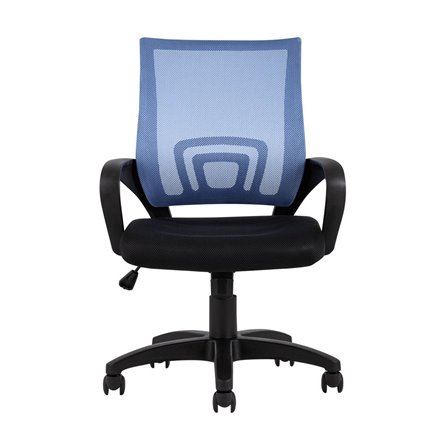 TopChairs Simple офисное голубое в обивке из текстиля с сеткой, механизм качания Top Gun