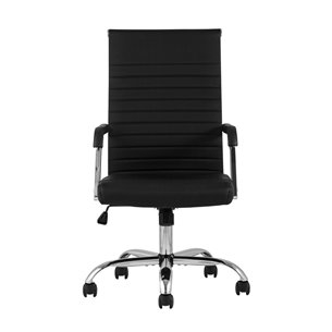 TopChairs Unit офисное черное в обивке из экокожи, механизм качания Top Gun