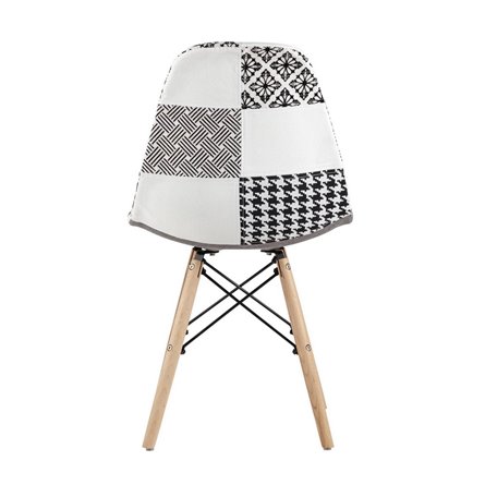 Eames обивка в стиле пэчворк черно-белый, ножки массив бука