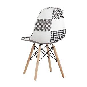 Eames обивка в стиле пэчворк черно-белый, ножки массив бука