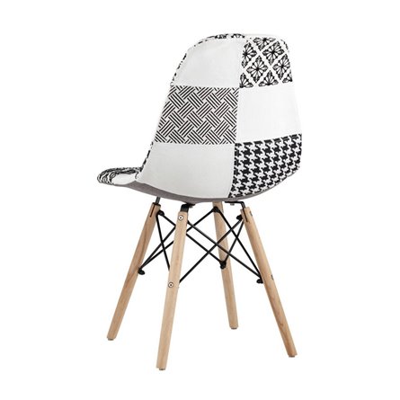 Eames обивка в стиле пэчворк черно-белый, ножки массив бука