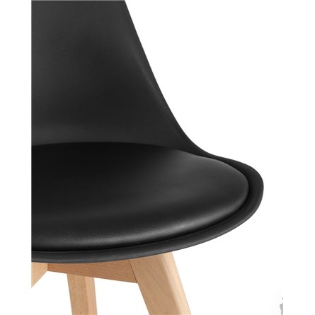 FRANKFURT черный, сиденье экокожа, белый пластик, массив бука