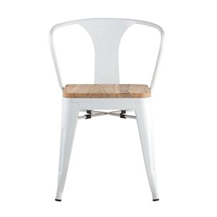 Tolix с подлокотниками белый матовый + светлое дерево, металлическое основание, оцинкованная мет