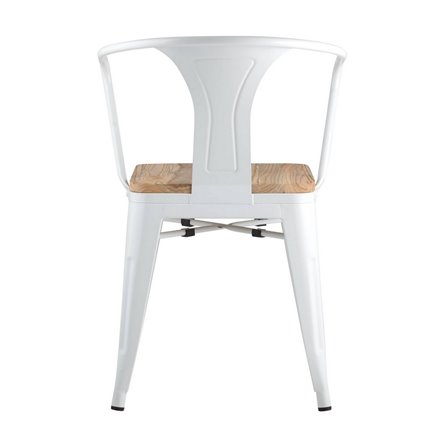 Tolix с подлокотниками белый матовый + светлое дерево, металлическое основание, оцинкованная мет