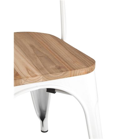 TOLIX WOOD белый глянцевый, каркас металлический, сиденье деревянное