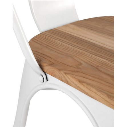 TOLIX WOOD белый глянцевый, каркас металлический, сиденье деревянное