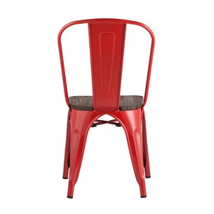 Tolix WOOD красный глянцевый, основание и спинка оцинкованная сталь, сиденье дерево
