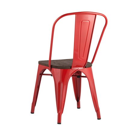 Tolix WOOD красный глянцевый, основание и спинка оцинкованная сталь, сиденье дерево