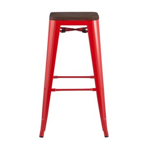 Tolix WOOD красный глянцевый, металл с порошковым покрытием, светлое дерево, металл