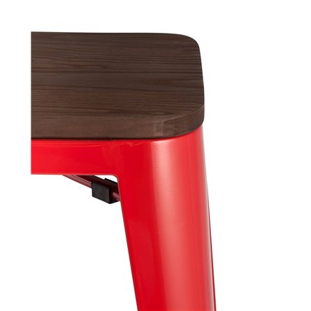 Tolix WOOD красный глянцевый, металл с порошковым покрытием, светлое дерево, металл