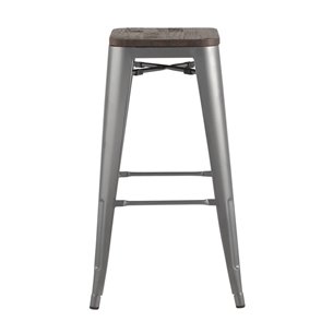 Tolix WOOD серебристый матовый, металл с порошковым покрытием, светлое дерево, металл