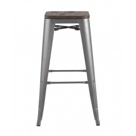 Tolix WOOD серебристый матовый, металл с порошковым покрытием, светлое дерево, металл