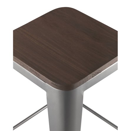 Tolix WOOD серебристый матовый, металл с порошковым покрытием, светлое дерево, металл