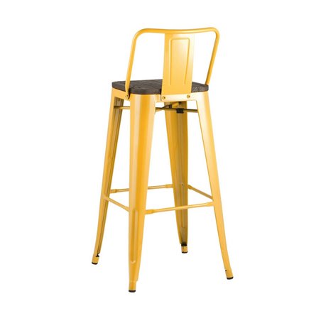Tolix WOOD со спинкой желтый, металл, дерево