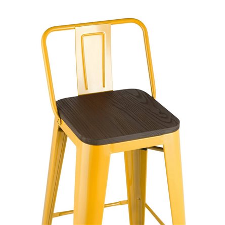 Tolix WOOD со спинкой желтый, металл, дерево