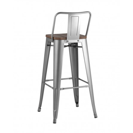 Tolix WOOD со спинкой серебристый матовый, металл, дерево