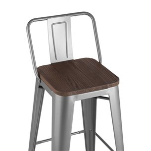 Tolix WOOD со спинкой серебристый матовый, металл, дерево