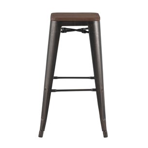 Tolix WOOD черный патина золото, металлический каркас, деревянное сиденье