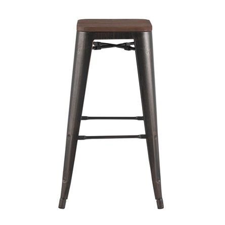 Tolix WOOD черный патина золото, металлический каркас, деревянное сиденье