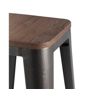 Tolix WOOD черный патина золото, металлический каркас, деревянное сиденье