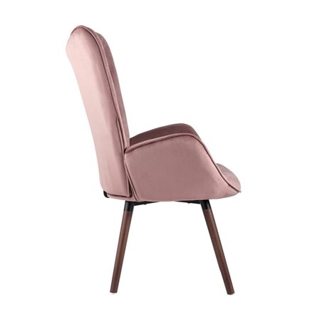 Гранд розовый, каркас из натурального дерева, мягкая спинка, широкие ножки и сиденье, обивка из