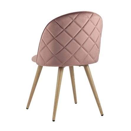 Лион с ромбами розовый, металлические ножки под дерево, велюровая ткань, спинка с ромбовидной ст