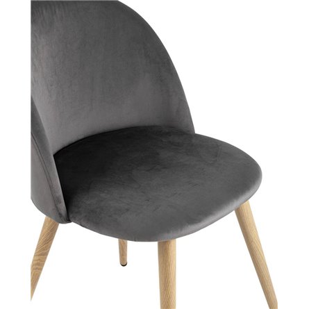 Лион серый, сиденье и спинка из серого велюра, каркас из оцинкованного металла с принтом под нат