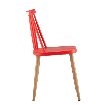 пластиковый Морган красный, ножки металлические с принтом под дерево