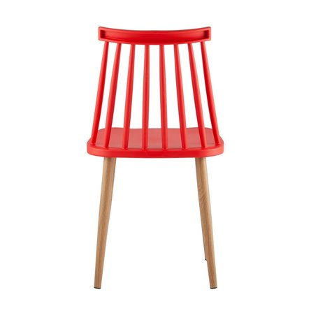 пластиковый Морган красный, ножки металлические с принтом под дерево