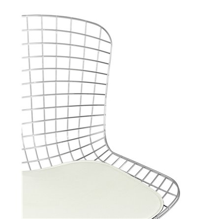 обеденный Bertoia хромированный металл с белой подушкой из экокожи