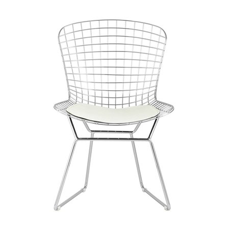 обеденный Bertoia хромированный металл с белой подушкой из экокожи